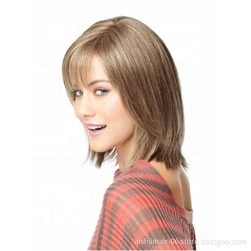 wholesale medium long gold hair synthetic wigs natural straight and kinky wave synthetic hair wigs for women